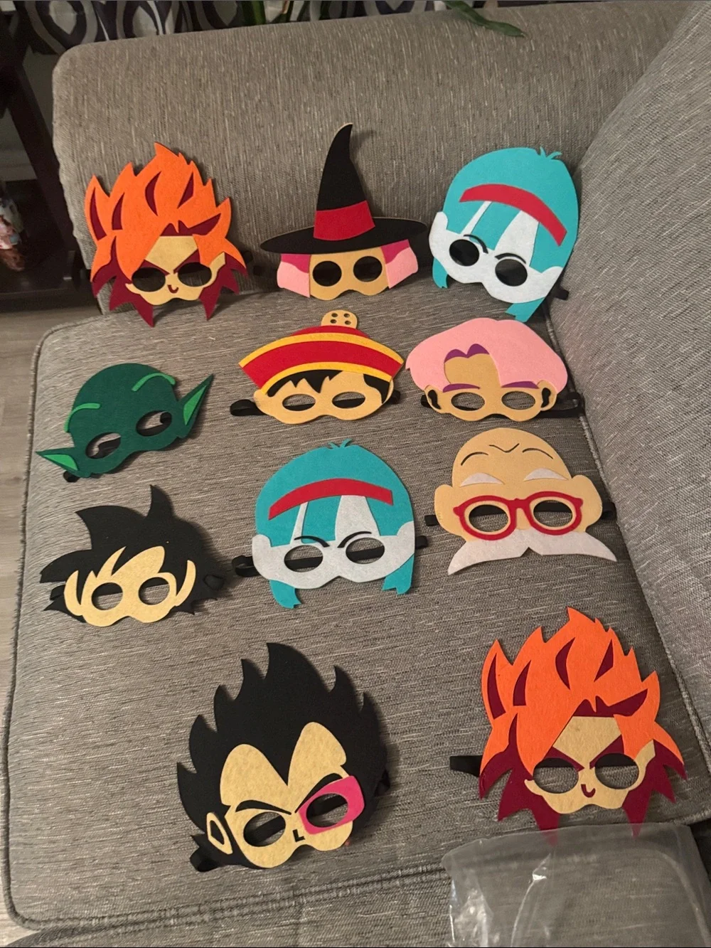 ***2/$15***  11 Colorful Felt Cartoon Character Masks - Assorted Faces